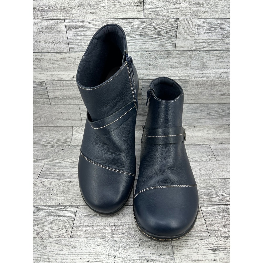 Clarks Collection Navy Leather Ankle‎ Boots Ultimate Comfort 9.5W 261474115070
